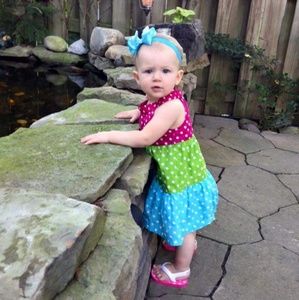 Polka Dot Tiered Hem Dress EUC